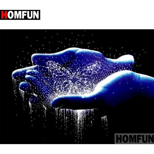 HOMFUN Full Square/Round Drill 5D DIY Diamond Painting "Hand butterfly" Embroidery Cross Stitch 3D Home Decor Gift A10359
