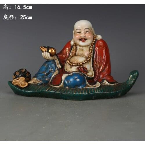 Antique Republic of Chinese porcelain statue,Pastry smiled face Buddha sculpture,painted crafts,Decoration,Collection&Adornment