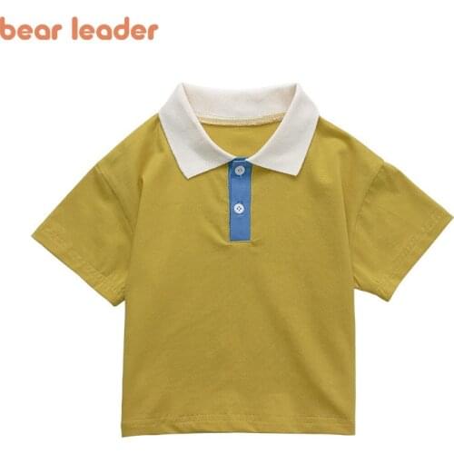 Bear Leader Girls Boys Summer Polo Shirts Fashion Toddler Baby Patchwork Shirts Children Casual Clothing Kids Soft Clothes 1-6Y