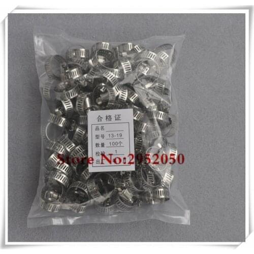 Free shipping Pipe Clamp 50pcs 13-19mm Stainless Steel Adjustable Drive Hose Clamps Fuel Line Clip