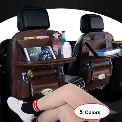 Large Capacity Car Seat Back Organizer Bag Storage Travel Multi-pocket Universal PU Leather Back Seat Protector