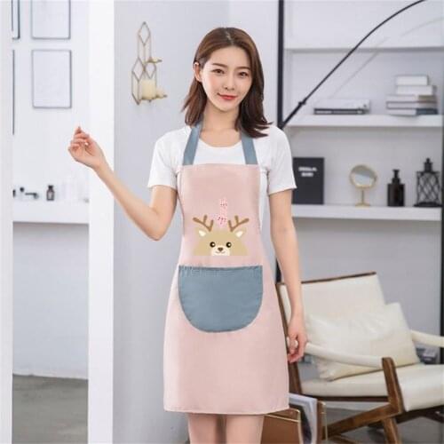 Household Kitchen Apron Female Waterproof Oil Resistant Waist MENS Overalls Fabric Bib With Pocket Home Cleaning Tool
