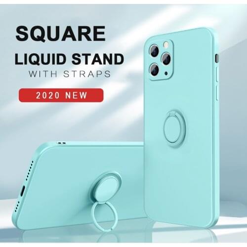Ring Phone Case For iPhone 11 Pro XS Max XR X XS 7 8 Plus SE 2 2020 Cases Magnetic Liquid Silicone Car Holder Stand Cover Strap