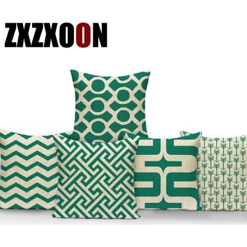 Decorative Throw Pillows Case Green Geometric Polyester Stripe Arrow Wave Sofa Cushion Cover Pillow Case for Car Home