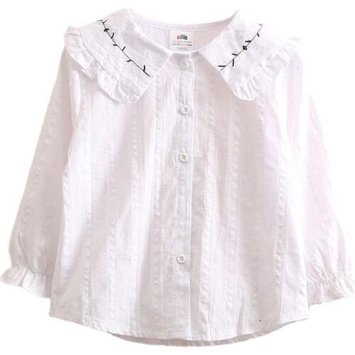 Kids Shirts Spring Casual White Long Sleeve Shirt for Girls 2020 Toddler Girl Clothing 2 3 4 5 6 7 8 Years Children Tops New