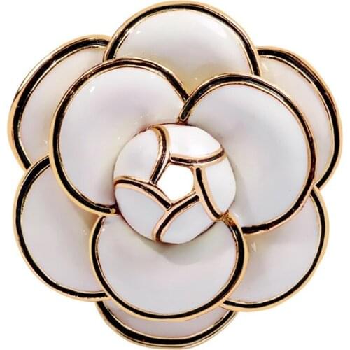 Enamel Camellia Flowers Channel Jewelry Brooches Broaches For Women Sweater Dress Lapel Pins Accessaries For Clothes