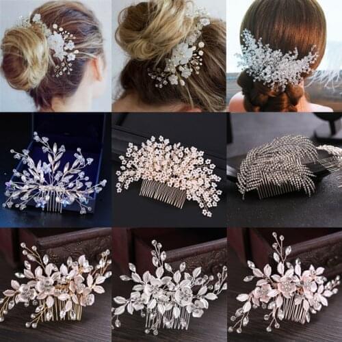 Wedding Crystal Peals Hair Combs Bridal Hair Clips Accessories Jewelry Luxury Women Head Ornaments Headpieces for Bride Gifts