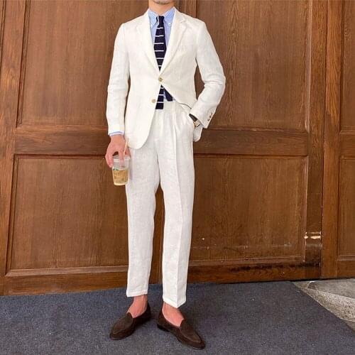 Notched Lapel Two Button Men Suits Costume Mariage Homme Blazer Jacket Men Tuxedos Groom Wedding Suits 2 Piece Coat+Pants