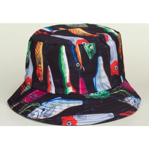 Cartoon Color Fish Fishermans Hat Double Basin Hat Sunshade Sunblock Hat Flat Top Basin Hat Street Graffiti Hat Mens And Women