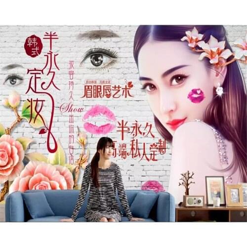 Beibehang Mural 3dCustom wall stickers 3D brick wall Korean semi-permanent tattoo beauty wall mural wallpaper for walls in rolls