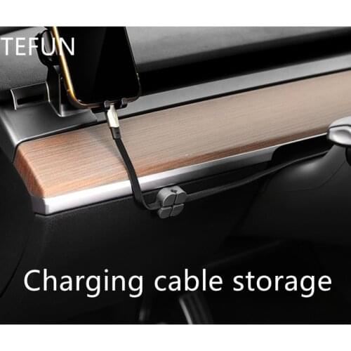 NEW for Tesla Model 3 Y 2021 Charging Cable Data Cable Organizer Cable Storage Clamp Cable Fixed Finishing 4pcs Accessories