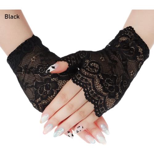 1 Pair Lace Half Finger Gloves Women Fashion Driving Short Gloves Sunscreen Dance Fingerless Mittens Spring Summer Accessories