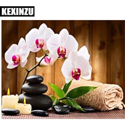 Full 5d diy diamond painting cross stitch 3d diamond embroidery kits White Flower picture diamond mosaic Home Decor Drowing