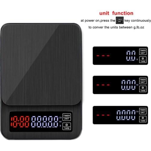 Portable Coffee Scale 3kg/5kg/10kg/0.1g Timer Electronic Digital Kitchen Scale High Precision LCD Electronic Scales Timer