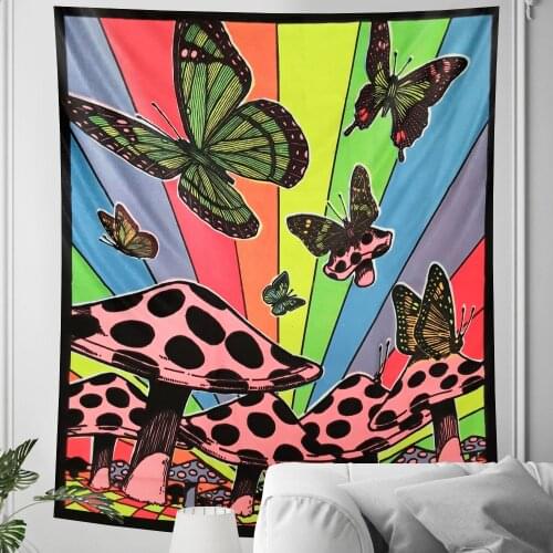 Psychedelic scene butterfly home decoration tapestry Mandala Hippie Bohemian decoration sheet yoga mat sofa blanket