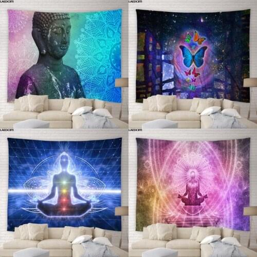 Boho Psychedelic Tapestry Indian Zen Buddha Mandala Floral Hippie Wall Hanging Background Cloth Beach Towel Yoga Mat Home Decor