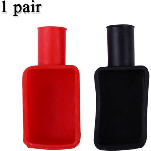 2pcs Rubber Battery Positive And Negative Pole Protective Sleeve Straight Square Cap Insulating Sleeve