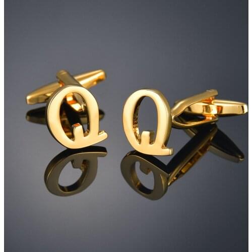 Luxry Copper Material Letters Q Cufflinks For Men High Quality Gold Color Metal Wedding Business Mens French Shirt Cuff Links