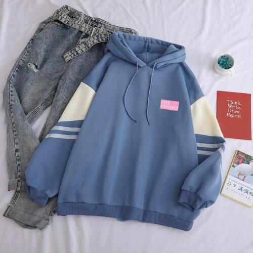 Bangtan Boys Hoodies Womens Fleece Spell Color Stitching Loose Casual LOVE YOURSELF Letter Print Korean Fashion Kpop Sweatshirt