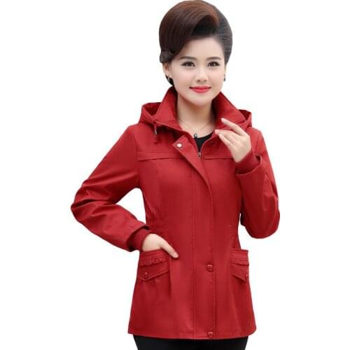 Spring Autumn Thin Trench Coat Women New Solid Hooded Short Jacket Slim Zipper Plus Size 5XL 6XL Middle-aged Female Coat Tops