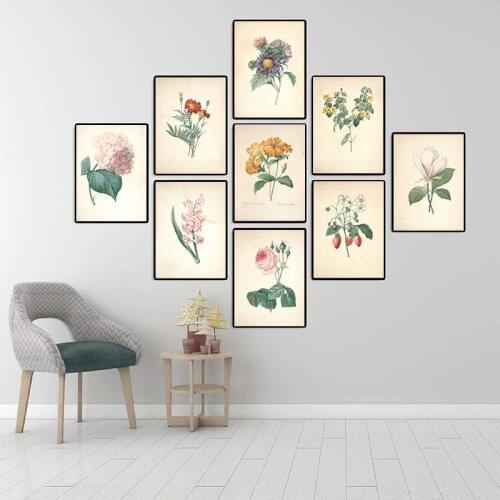 Vintage Flowe Wall Art Canvas Painting Herb Rosemary Sage Thyme Poster and Print Retro Plant Fruits Pictures Home Office Decor