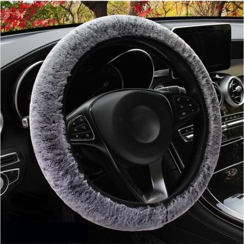 Winter Short Plush Car Steering Wheel Cover Suitable for Most Steering Wheel Carpet Soft 37-38 CM 14.5 "-15" Braid on Hand Bar