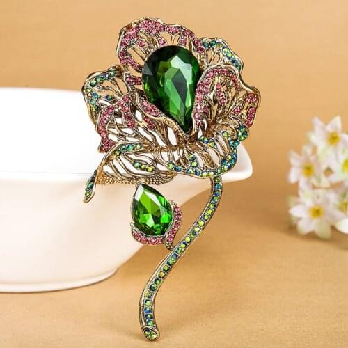 Zlxgirl wedding jewelry Big Size Flower Brooches For Women bridal gifts Brand Rhinestone Crystal Pin Brooch bouquet scarf pins