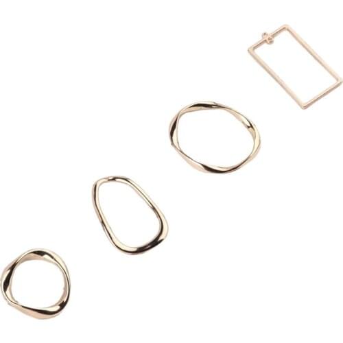 10pcs Round Rectangle Gold Metal Earrings Making Connectors Ear Jewelry Findings Pendants DIY Necklace Bracelet Accessories