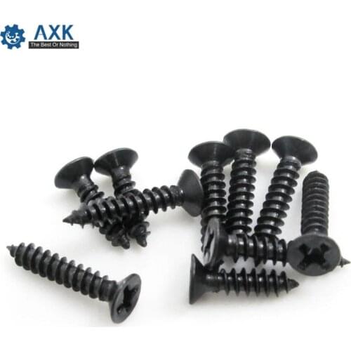 100Pcs M1 M1.2 M1.4 M1.7 M2 M2.3 M2.6 DIN7982 KA Black Self-tapping Screws Countersunk Flat Head Electronic Small Screws SS12