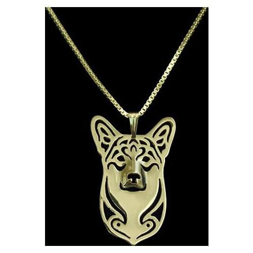 Wholesale cartoon Boho Chic Alloy Pembroke Welsh Corgi necklace Corgi dog pendant jewelry golden colors plated 12pcs/lot