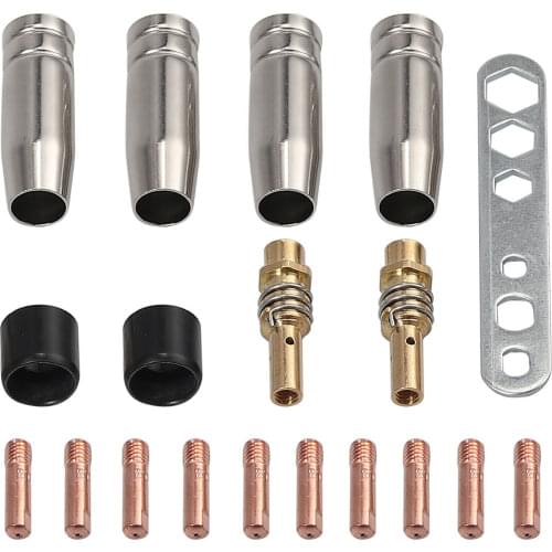 19Pcs MIG/MAG Welding Contact Tips 0.8mm M6 Gas Nozzle Tips Holder Replacement for Binzel 15AK Torch Welding Nozzle