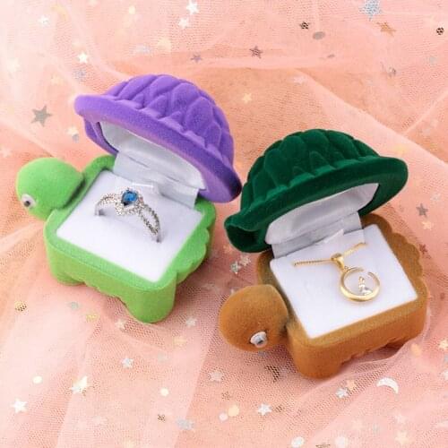 2 pieces lovely Velvet tortoise gift box jewelry box wedding ring box Necklace Ring Case Earrings Holder for jewelry display
