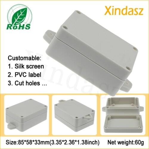 5pcs/Lot 85*58*33mm small plastic waterproof enclosure plastic project case plastic box wall mount