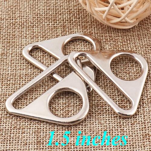 6 pcs silver Triangle Rings Buckle 1.5" Slide Strap Fasteners Belt Buckle Adjuster Bag Luggage Straps Strap Connector Buckles
