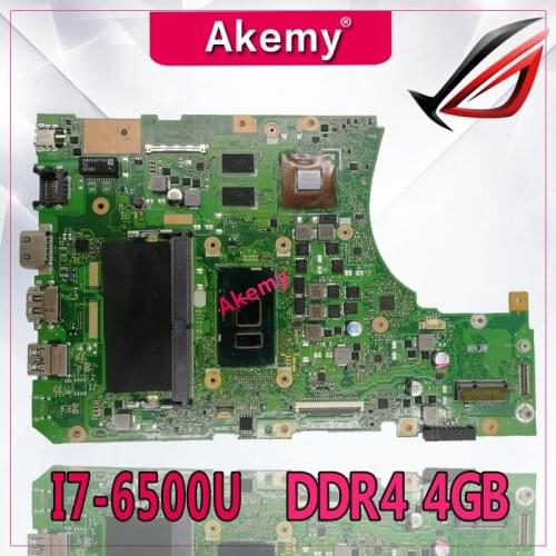 Akemy X556UV Laptop motherboard DDR4 4GB I7-6500U For Asus X556UQ X556UV X556UB X556UR X556U mainboard X556UV motherboard DDR4