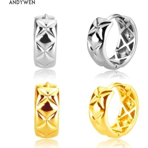 ANDYWEN 925 Sterling Silver Gold Irregular Space Huggies Hoops Loops Rock Punk Luxury 2020 Fine Jewelry Wedding Piercing Clips