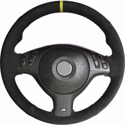Black Suede Soft Car Steering Wheel Cover for BMW M Sport 3 Series E46 330i 330Ci 5 Series E39 540i 525i 530i M3 M5 2000-2006