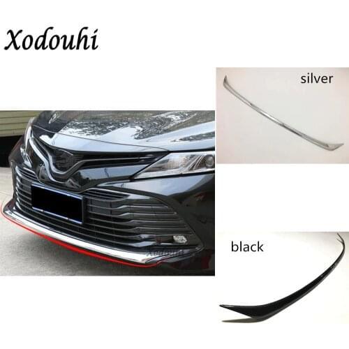 For Toyota Camry XV70 2018 2019 2020 Car Body Bumper Engine ABS Chrome Trim Front Bottom Grid Grill Grille Edge Panel 1pcs