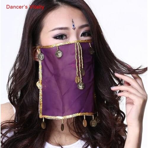 Belly dance veils Chiffon gold coins belly dance scarf indian dance performance wear accessories