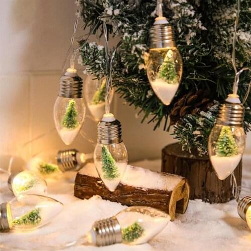 2M 10 Led Christmas Tree String Lights Bulbs with Snow Wishing Bottle String Lights for Christmas Tree Decoration Home decor