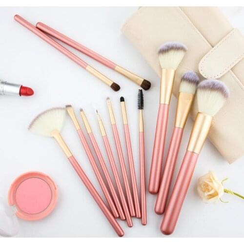 12PCS Makeup Brushes Pink Foundation Eyeliner Concealer Brushes Eyebrow Cosmetic Make Up Brushes Beauty Tools TSLM1