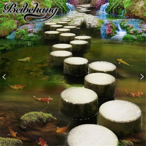 Creek bridge pier stereoscopic 3D self-adhesive non-slip floor stickers waterproof bathroom floor restaurant decorative painting