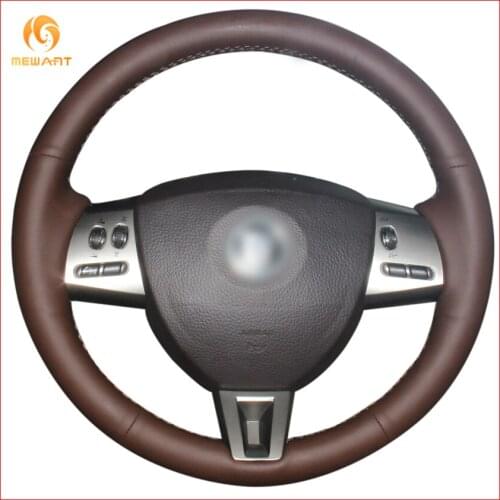 MEWANT Coffee Genuine Leather Car Steering Wheel Cover for Jaguar XF XF S XF Sportbrake Interior Accessories Parts