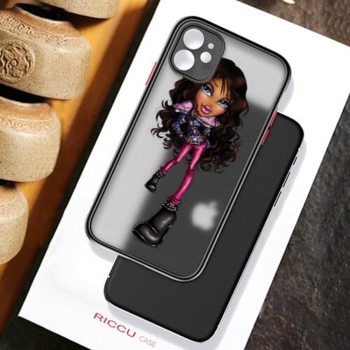 Fashion girl Bratz Cute doll Phone Case Colorful Bumper Shockproof Trasparent For iPhone 12 11 Pro Max XR X XS 7 8 Plus Cover
