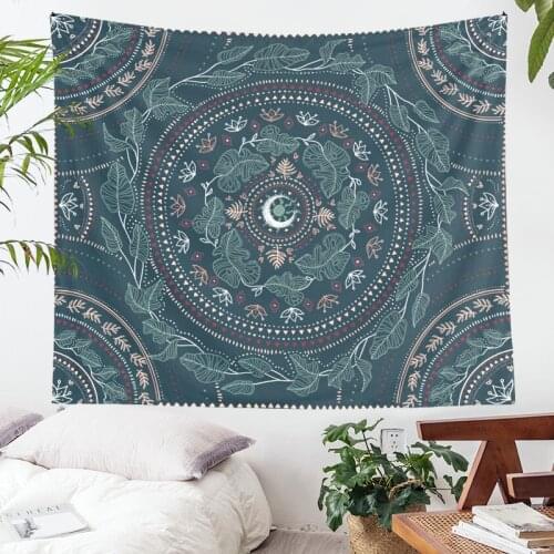 Bohemian plant Tapestry Wall Hanging Botanical Celestial Floral Wall Tapestry Hippie Flower Wall Carpets Dorm Decor Wall Cloth