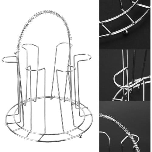 Stainless Steel Cup Mug Tree Stand Holder Hanging Cup Drainer Storage Rack Holder For Kitchen Bar Drinkware Organizer Tool 6Cups