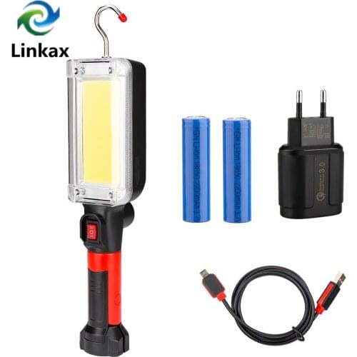 New Portable Lantern Flashlight Power 2*18650 Battery LED COB Magnetic Work Lighting Linternas for Camping Night Fishing