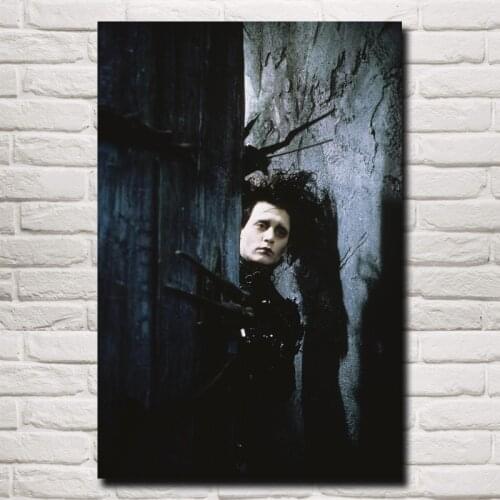 FOOCAME Tim Burton Movies Edward Scissorhands Classic Art Silk Fabric Living Room Vintage Posters and Prints Wall Pictures