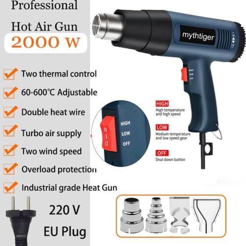 NEW 2000W Digital Heat Gun Hot Air Gun Kit 220V 4 Nozzles with Scraper Integrated Support Stable Ergonomic Remove Paint Varnish