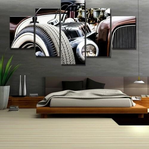 Framework 5 Piece HD Print Hot Rod Car Poster Cuadros Decoracion Paintings on Canvas Wall Art for Home Decorations Wall Decor